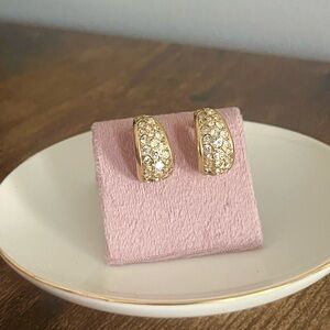 Vintage Swarovski gold tone hoop shape